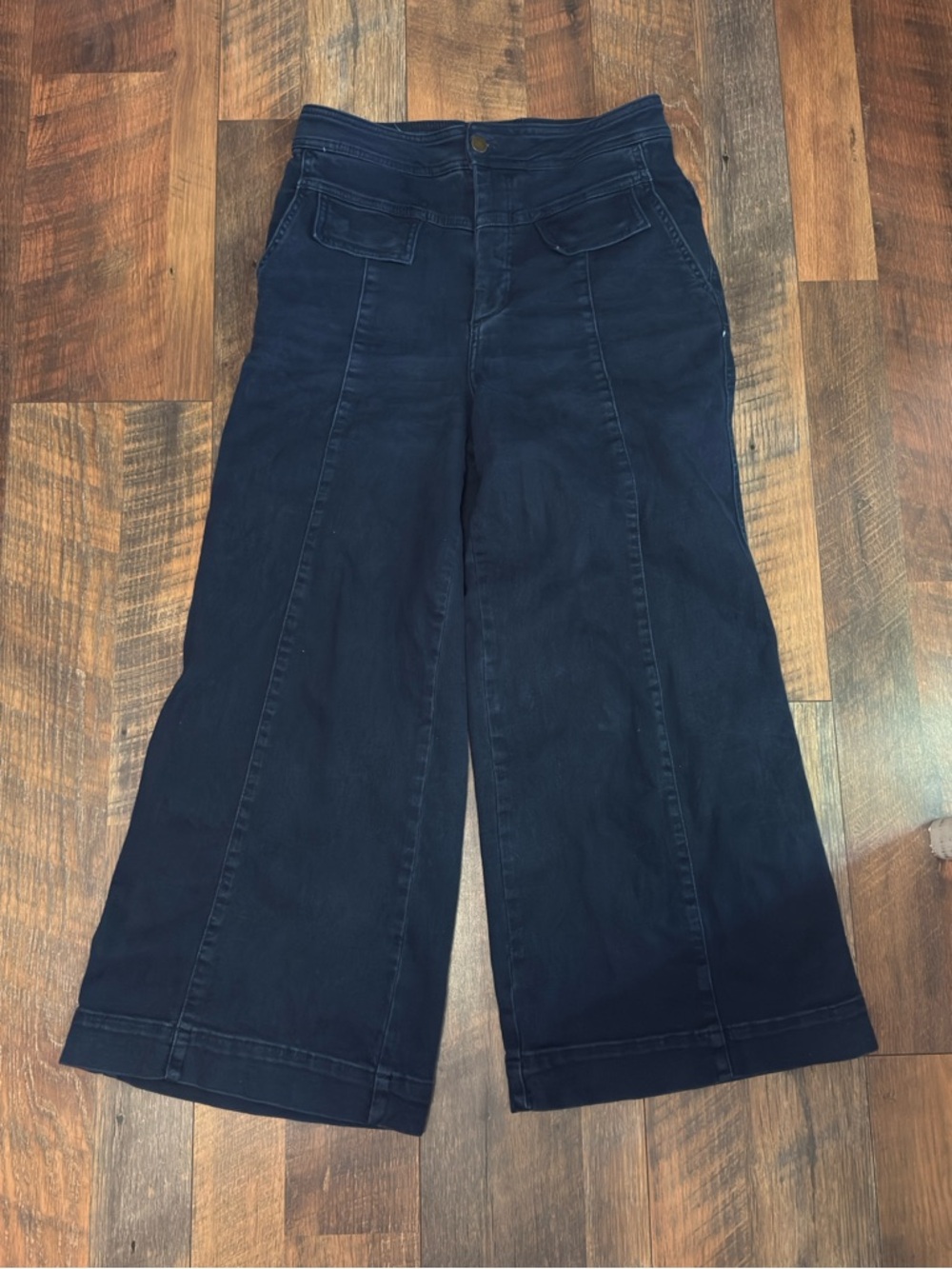 Pilcro High Rise Wide Leg Flare Dark Wash Jeans Anthropologie Size 28 6